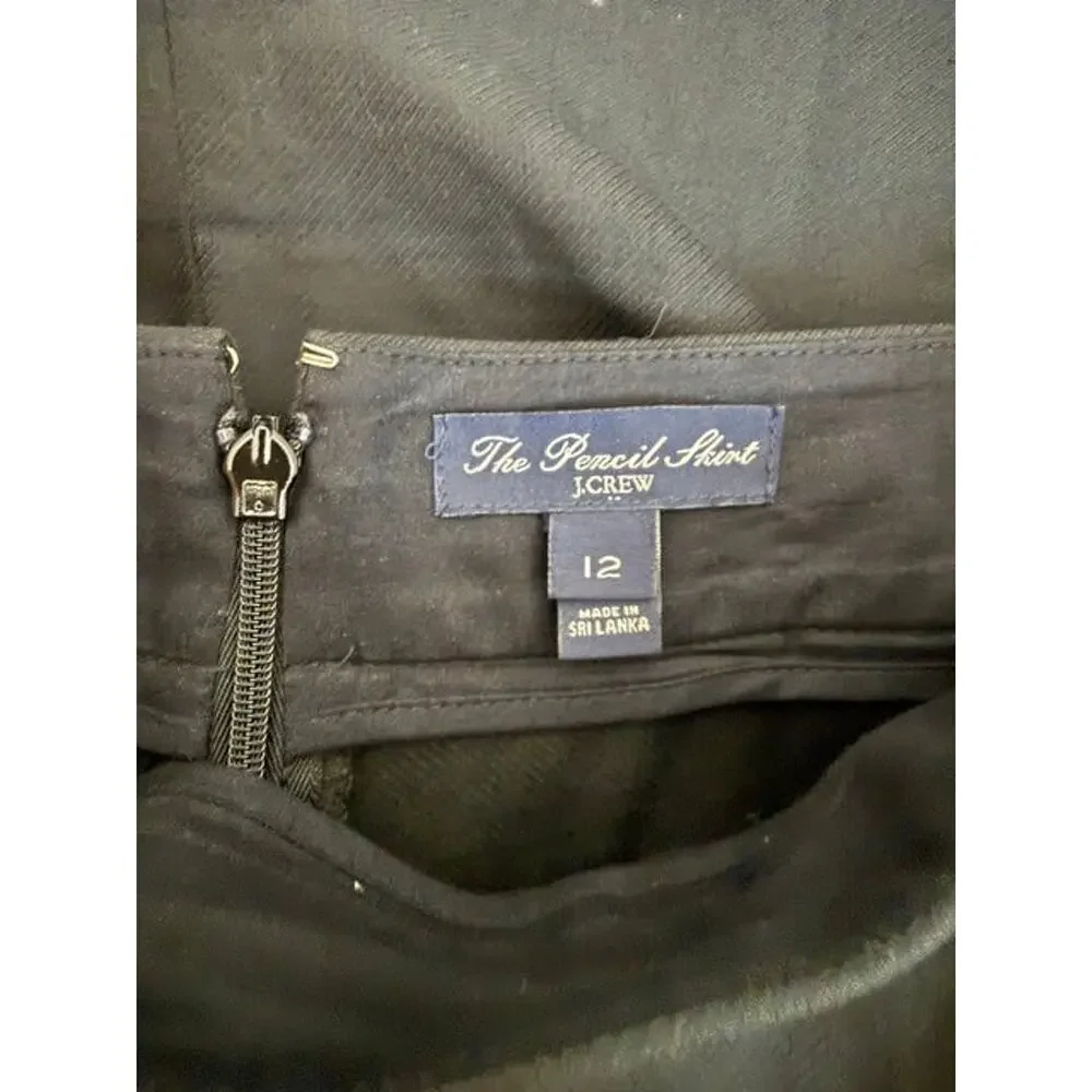 J.Crew “The Pencil Skirt” Black 100% Cotton Sz12